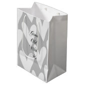 Sac Cadeau Moyen Vieillir Avec Moi Aimer Grey White Hearts Mariage (Devant Angle)