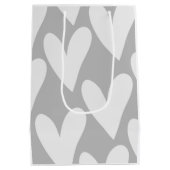 Sac Cadeau Moyen Vieillir Avec Moi Aimer Grey White Hearts Mariage (Dos)