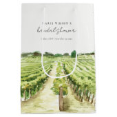 Sac Cadeau Moyen Vignoble Vignoble Aquarelle Fête des mariées verte (Dos)