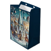 Sac Cadeau Moyen Village de Noël (Dos Angle)
