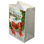 Sac Cadeau Moyen ville de Noël rétro vintage (Devant Angle)