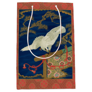 Sac Cadeau Moyen Vintage Art du Japon Faucon Blanc G.A. Audsley