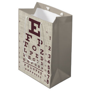 Sac Cadeau Moyen Vintage OEil Graphique sur Burlap