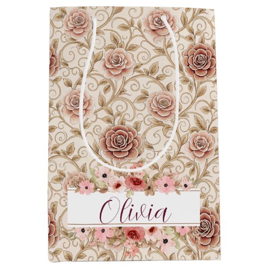 Sac Cadeau Moyen Vintage Rose Gift Bag (Devant)