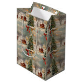 Sac Cadeau Moyen Vintage Rustic Christmas Holiday (Devant Angle)