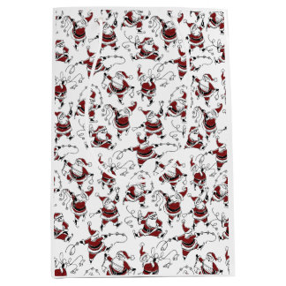 Sac Cadeau Moyen Vintage Skating Santa with Bells