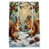 Sac Cadeau Moyen Vintage Squirrels Gathering Pinecones Christmas (Dos)