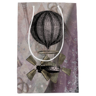Sac Cadeau Moyen Vintage Steampunk Glam Purple Airship