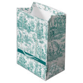 Sac Cadeau Moyen Vintage turquoise turquoise de jouy (Devant Angle)