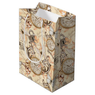 Sac Cadeau Moyen Vintage Victorian Shabby Chic Country Motif