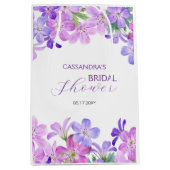 Sac Cadeau Moyen Violet Geranium Fleurs Mariage (Devant)