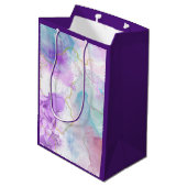 Sac Cadeau Moyen Violet, Vert, Rose Couleurs Merci (Dos Angle)