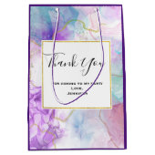 Sac Cadeau Moyen Violet, Vert, Rose Couleurs Merci (Devant)