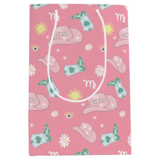 Sac Cadeau Moyen Virgo Zodiac Motif moderne Cowgirl Rose (Devant)