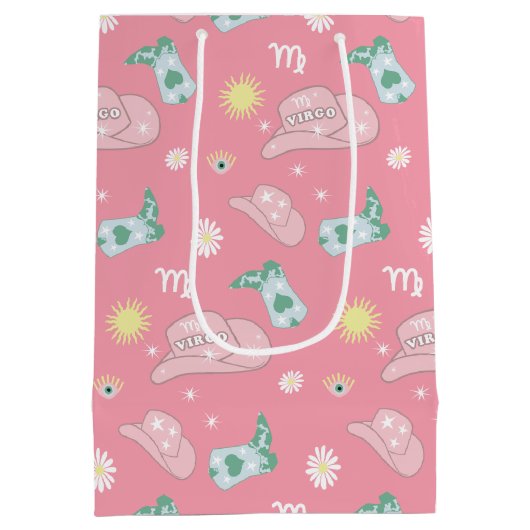 Sac Cadeau Moyen Virgo Zodiac Motif moderne Cowgirl Rose (Dos)
