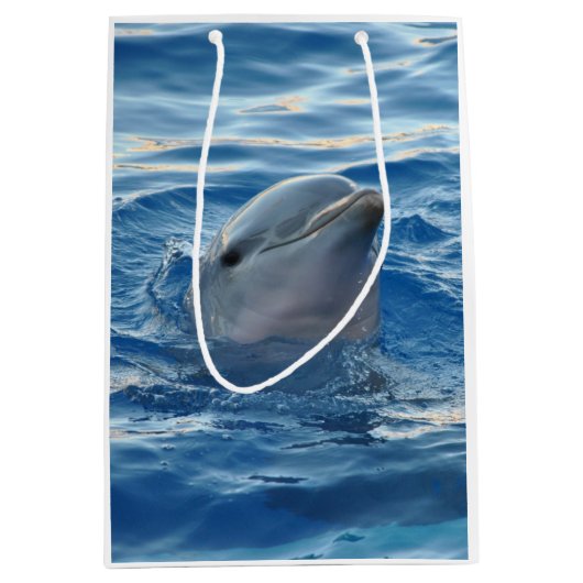 Sac Cadeau Moyen Visage dauphin en Océan mignonne Photo (Devant)