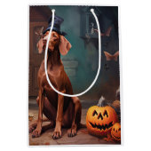 Sac Cadeau Moyen Vizsla Potirons Halloween Effrayant (Devant)