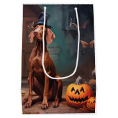 Sac Cadeau Moyen Vizsla Potirons Halloween Effrayant (Dos)
