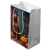 Sac Cadeau Moyen Vizsla Potirons Halloween Effrayant (Dos Angle)