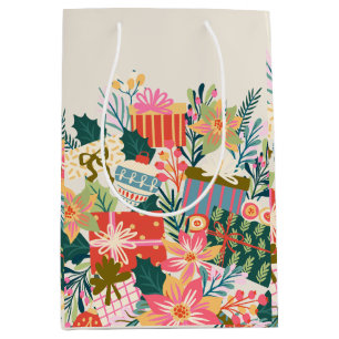 Sac Cadeau Moyen voeux colorés et lumineux   vacances de Noël