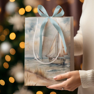 Sac Cadeau Moyen Voile paisible Watercolor Côte