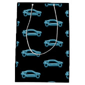 Sac Cadeau Moyen Voiture bleu néon en noir - âge de pierre - Homme (Dos)