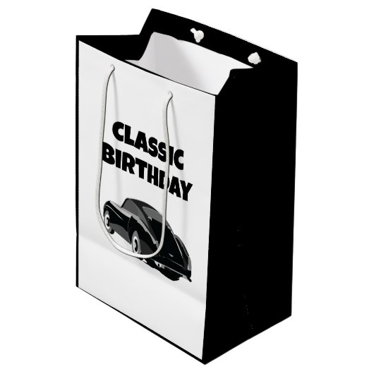 Sac Cadeau Moyen Voiture classique vintage Anniversaire (Devant Angle)