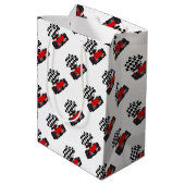 Sac Cadeau Moyen Voiture Red Race avec drapeau À damiers (Dos Angle)