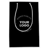 Sac Cadeau Moyen Votre logo d'entreprise & texte modifiable | Noir  (Devant)