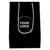 Sac Cadeau Moyen Votre logo d'entreprise & texte modifiable | Noir  (Dos)