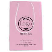 Sac Cadeau Moyen Votre logo professionnel rose | Code QR (Devant)