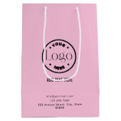 Sac Cadeau Moyen Votre logo professionnel rose | Code QR (Dos)