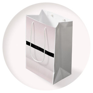 Sac Cadeau Moyen Votre nom Blanc fin et Rose subtil Ombre Stripes