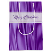 Sac Cadeau Moyen Votre texte | Élégante satin violet de Noël (Dos)