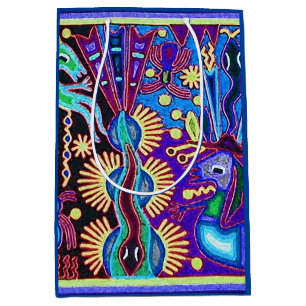 Sac Cadeau Moyen Voyage tribal maya mexicain de Boho d'art d'Oaxaca