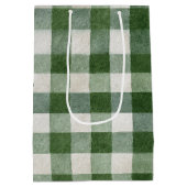 Sac Cadeau Moyen Warm Cream Green Plaid Stripes Christmas (Dos)