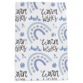Sac Cadeau Moyen Warm Warm Warm Winter Blue Snowflake Rainbow (Devant)