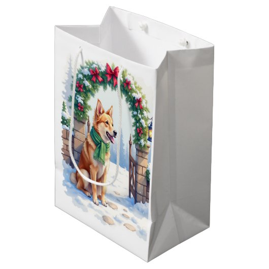 Sac Cadeau Moyen Watercolor Australian Kelpie Countryside Gate (Devant Angle)