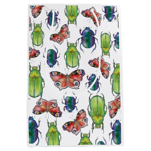 Sac Cadeau Moyen Watercolor pattern of beetles and butterflies (Devant)