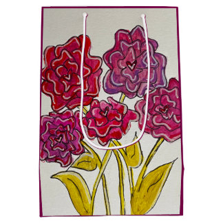Sac Cadeau Moyen Watercolor Roses of the Heart – Floral Art Design