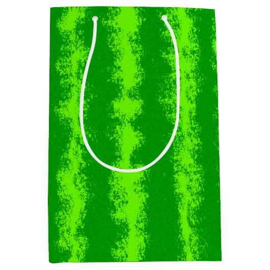 Sac Cadeau Moyen Watermelon Vert Été Fruit Rind Motif (Devant)