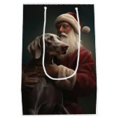 Sac Cadeau Moyen Weimaraner avec Noël Festif du Père Noël (Dos)
