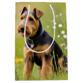 Sac Cadeau Moyen Welsh Terrier Dans Le Champ Fleur sauvage (Devant)