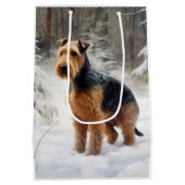 Sac Cadeau Moyen Welsh Terrier Laisser Neige Noël (Dos)