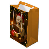 Sac Cadeau Moyen West highland Terrier Christmas gift bag (Devant Angle)
