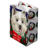 Sac Cadeau Moyen West Highland White Terrier Noël (Devant Angle)