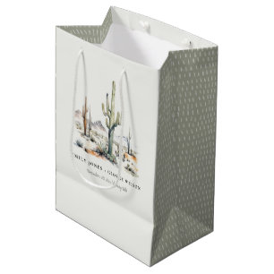 Sac Cadeau Moyen Western Boho Cactus Mariage du paysage du désert