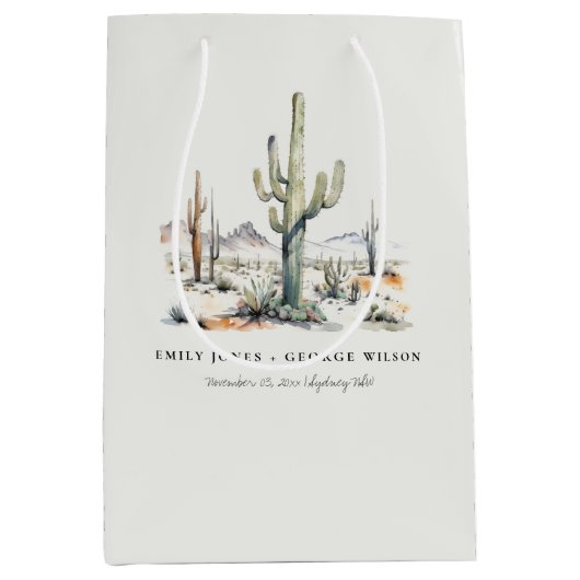 Sac Cadeau Moyen Western Boho Cactus Mariage du paysage du désert (Devant)