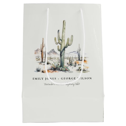 Sac Cadeau Moyen Western Boho Cactus Mariage du paysage du désert (Dos)