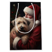 Sac Cadeau Moyen Wheaton Terrier Avec Noël Festif Du Père Noël (Devant)